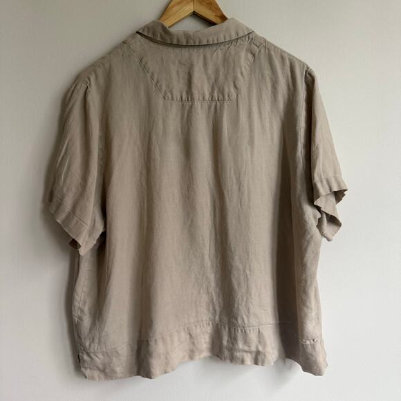 Quince European Linen Short Sleeve Button Up Shirt In Flax Size L - Picture 6 of 8